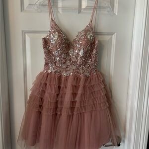 Clarisse Pink Embroidered Tulle Dress